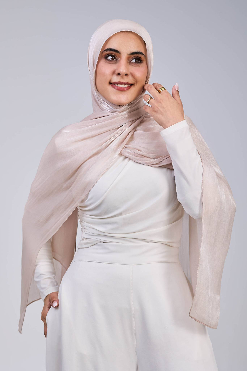 champagne beige organza