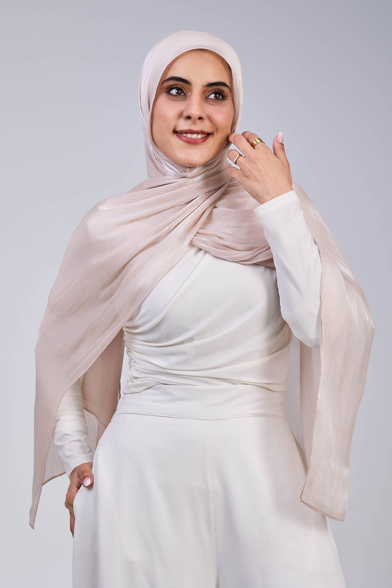 champagne beige organza