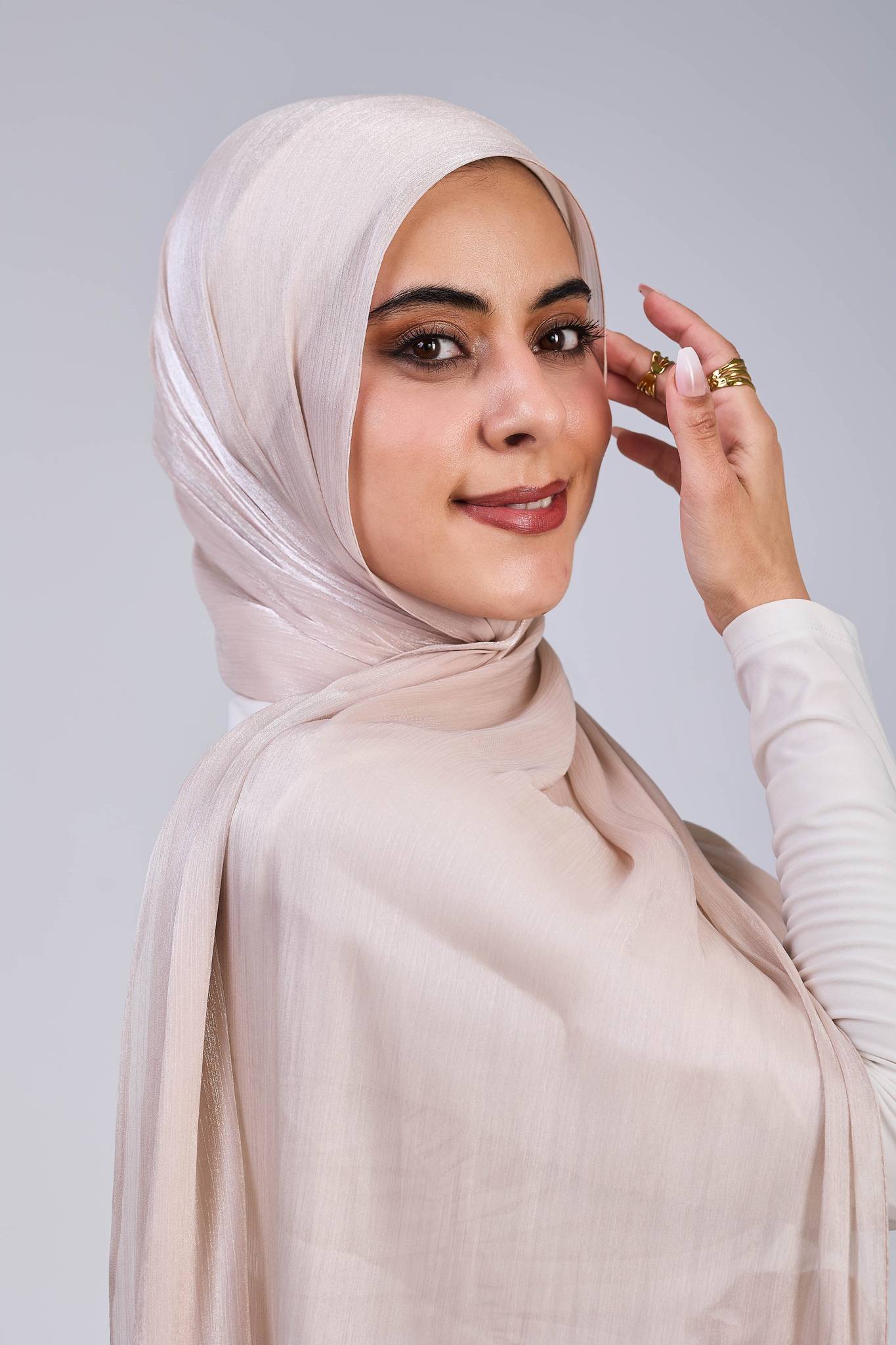 champagne beige organza
